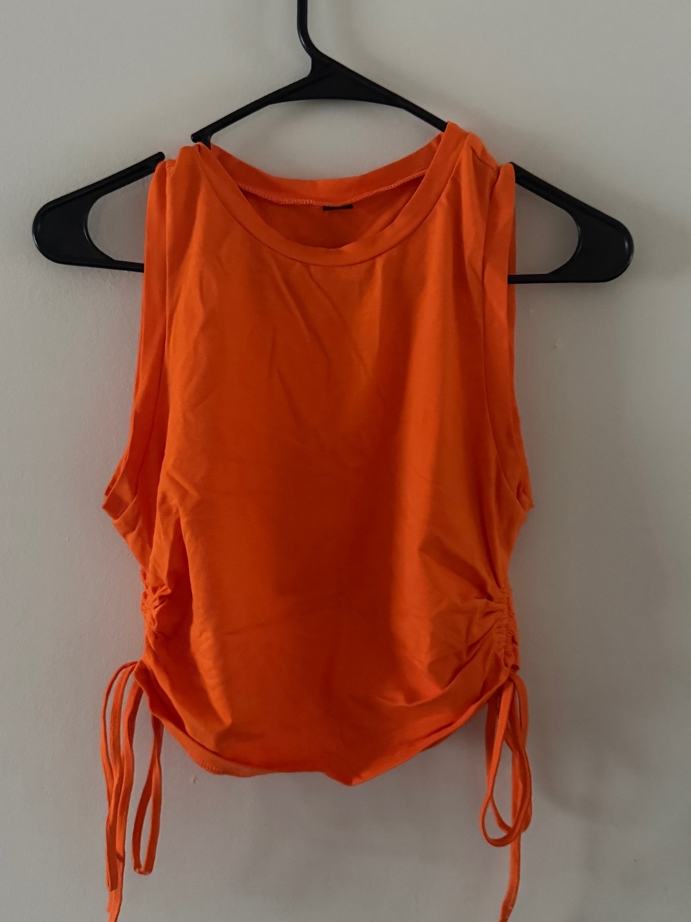 Bright Orange Side-Ruched Tank Top